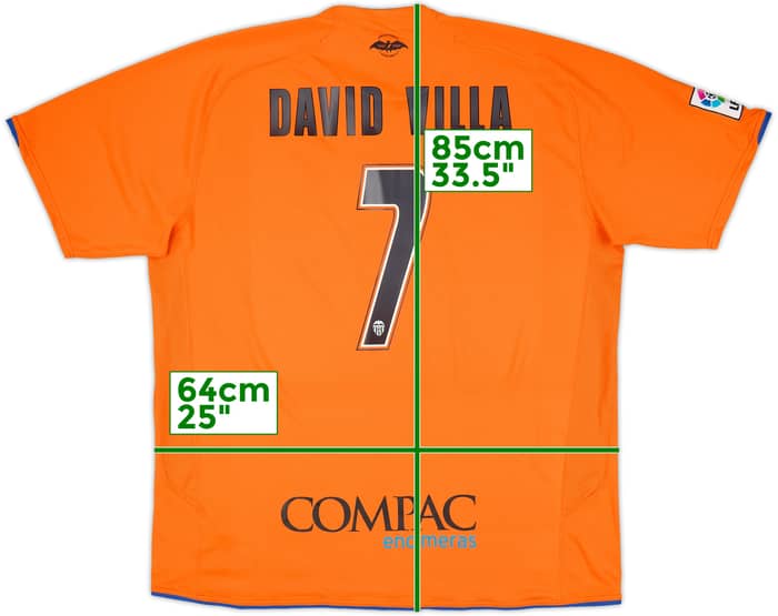 2007-08 Valencia Away Shirt David Villa #7 - 9/10 - (XXL)