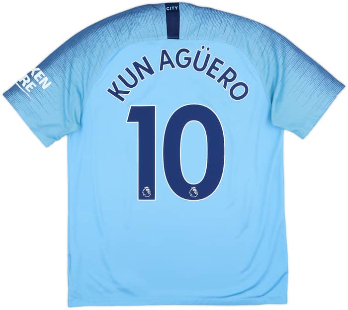 2018-19 Manchester City Home Shirt Kun Aguero #10 - 8/10 - (L)