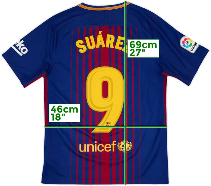 2017-18 Barcelona Home Shirt Suarez #9 - 8/10 - (S)
