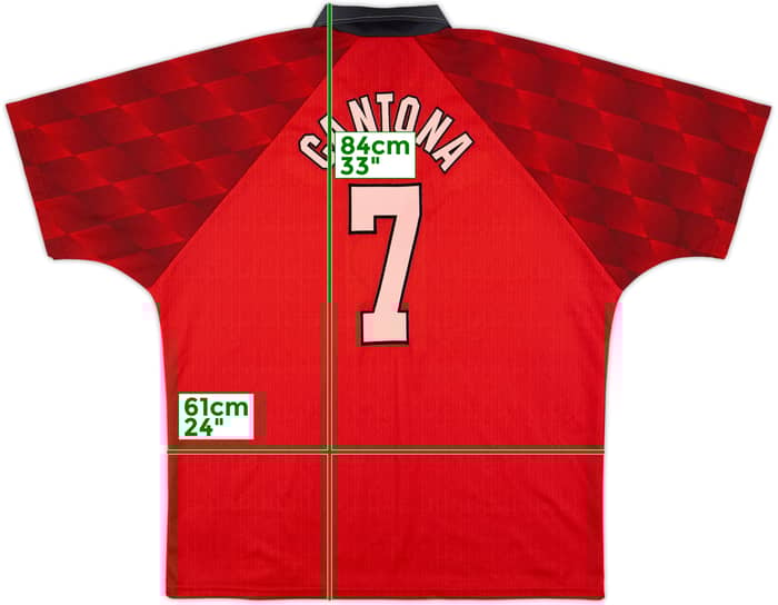 1996-98 Manchester United Home Shirt Cantona #7 - 8/10 - (XL)