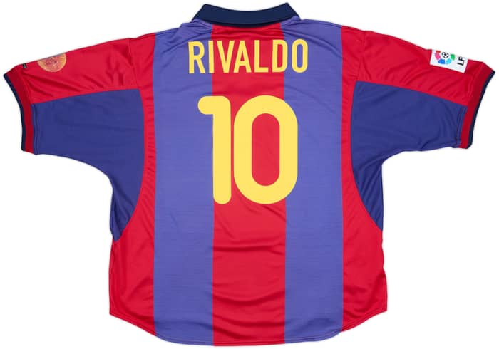 2000-01 Barcelona Home Shirt Rivaldo #10 - 7/10 - (XXL)