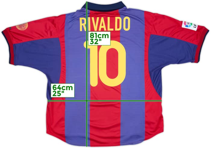2000-01 Barcelona Home Shirt Rivaldo #10 - 7/10 - (XXL)