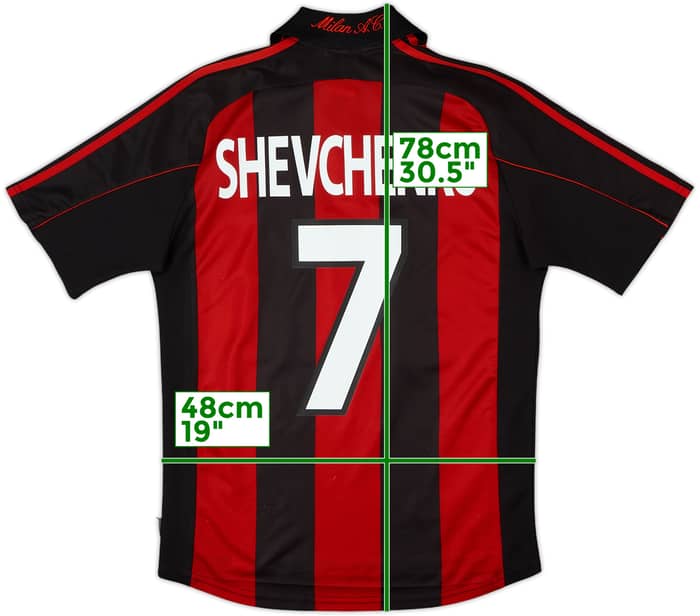 2000-02 AC Milan Home Shirt Shevchenko #7 - 8/10 - (S)