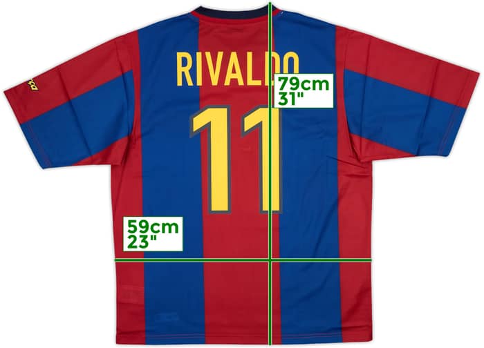 1998-00 Barcelona Basic Home Shirt Rivaldo #11 (L)