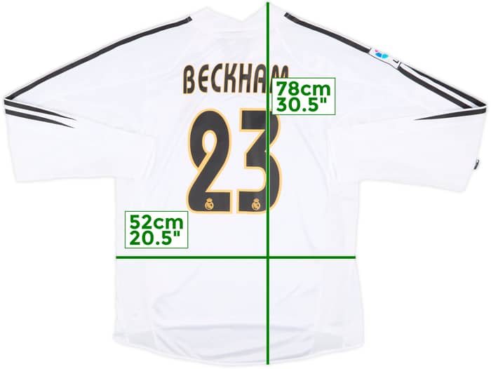 2004-05 Real Madrid Home L/S Shirt Beckham #23 (M)