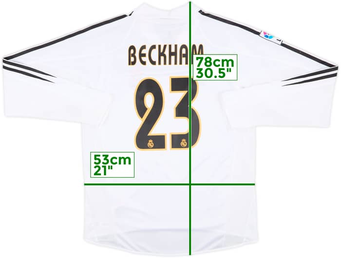 2004-05 Real Madrid Home L/S Shirt Beckham #23 (M)