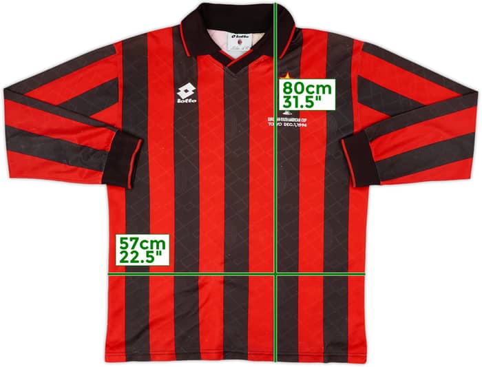 1994-95 AC Milan 'European-South American Cup' Home L/S Shirt - 7/10 - (XL)