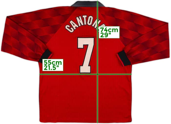 1996-98 Manchester United Home L/S Shirt Cantona #7 - 6/10 - (L)