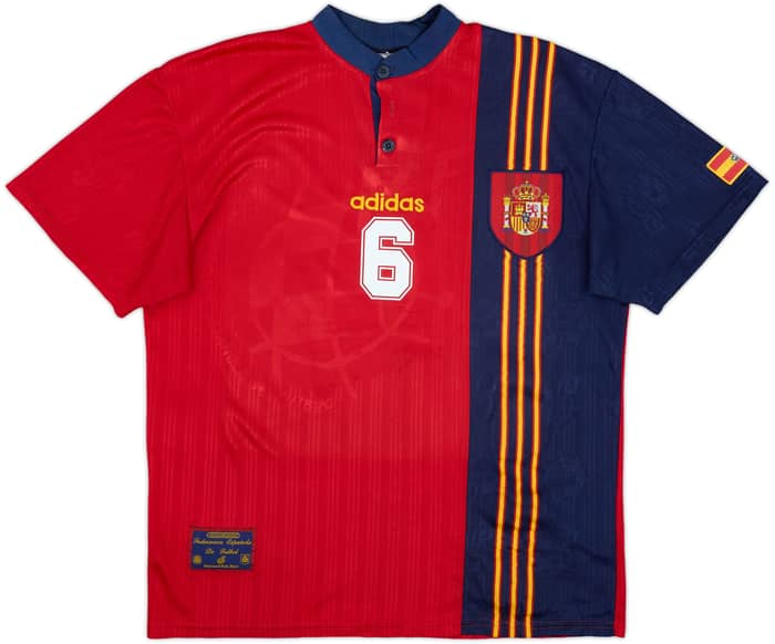 1996-98 Spain Home Shirt R.Hierro #6 - 8/10 - (XL)