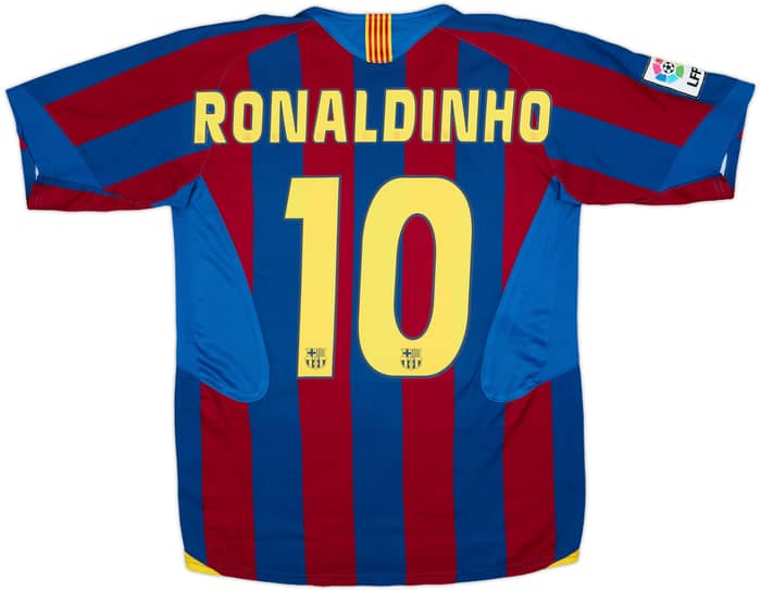 2005-06 Barcelona Home Shirt Ronaldinho #10 - 8/10 - (XL.Boys)