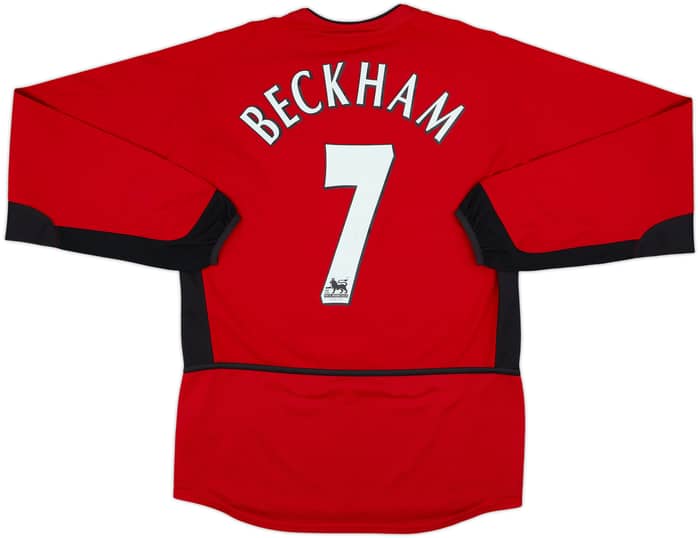 2002-04 Manchester United Home L/S Shirt Beckham #7 - 8/10 - (S)
