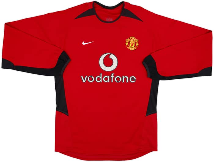 2002-04 Manchester United Home L/S Shirt Beckham #7 - 8/10 - (S)