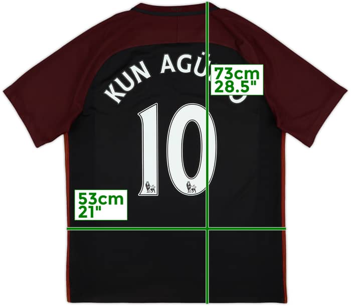 2016-17 Manchester City Away Shirt Kun Aguero #10 - 7/10 - (L)