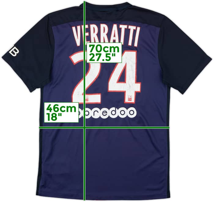 2015-16 Paris Saint-Germain Home Shirt Verratti #24 - 4/10 - (S)