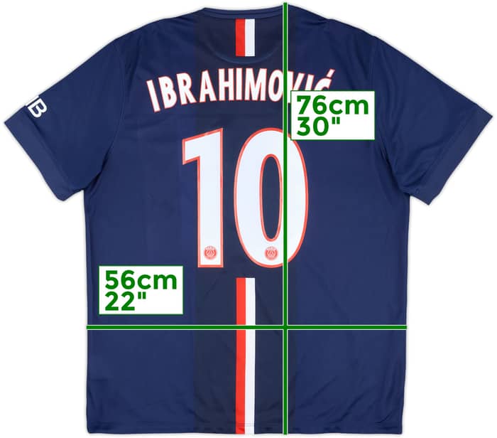 2014-15 Paris Saint-Germain Home Shirt Ibrahimovic #10 - 8/10 - (XL)