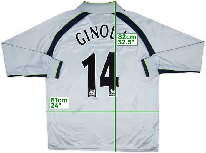 2001-02 Aston Villa Away L/S Shirt Ginola #14 - 8/10 - (XXL)