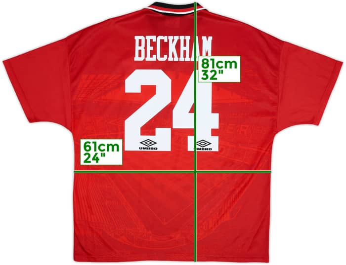 1994-96 Manchester United Home Shirt Beckham #24 - 10/10 - (XL)