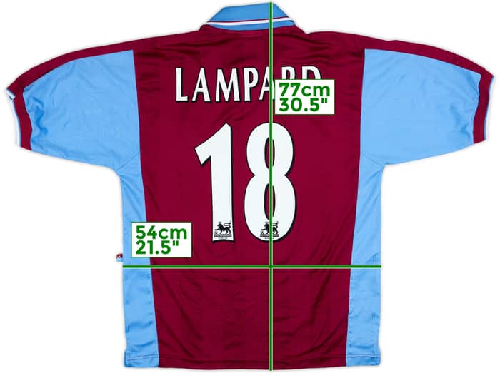 1998-99 West Ham Home Shirt Lampard #18 - 9/10 - (M)