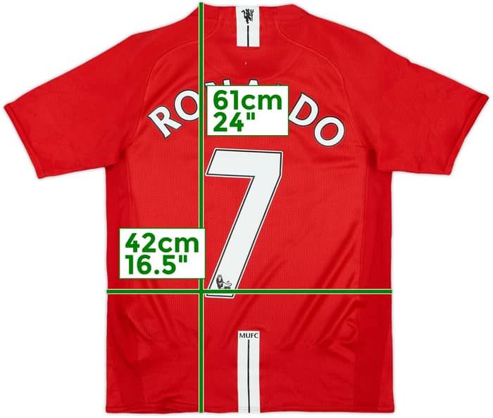 2007-09 Manchester United Home Shirt Ronaldo #7 - 8/10 - (L.Boys)
