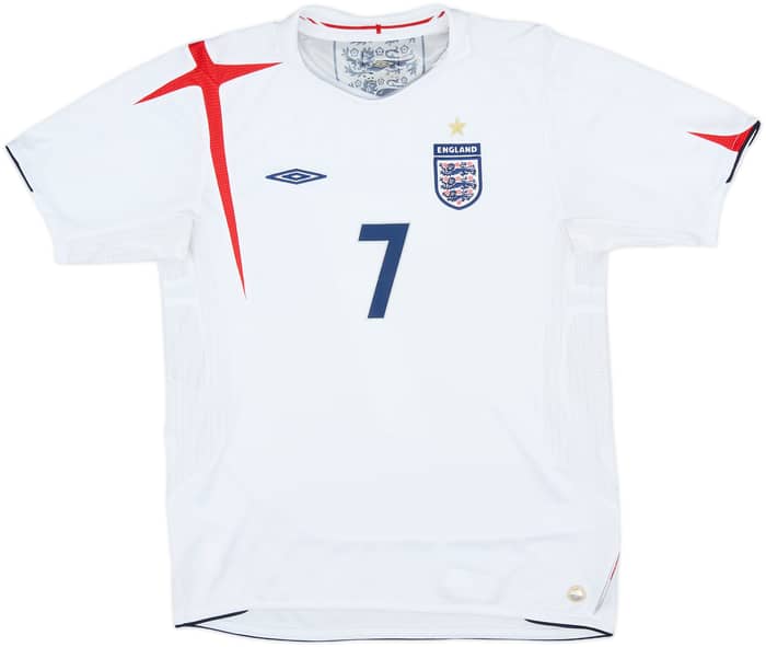 2005-07 England Home Shirt Beckham #7 - 7/10 - (XL.Boys)