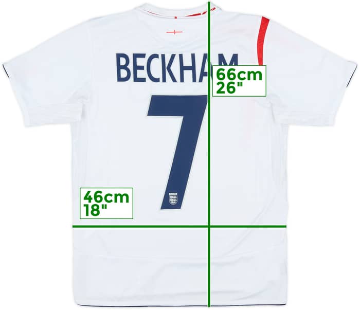 2005-07 England Home Shirt Beckham #7 - 7/10 - (XL.Boys)