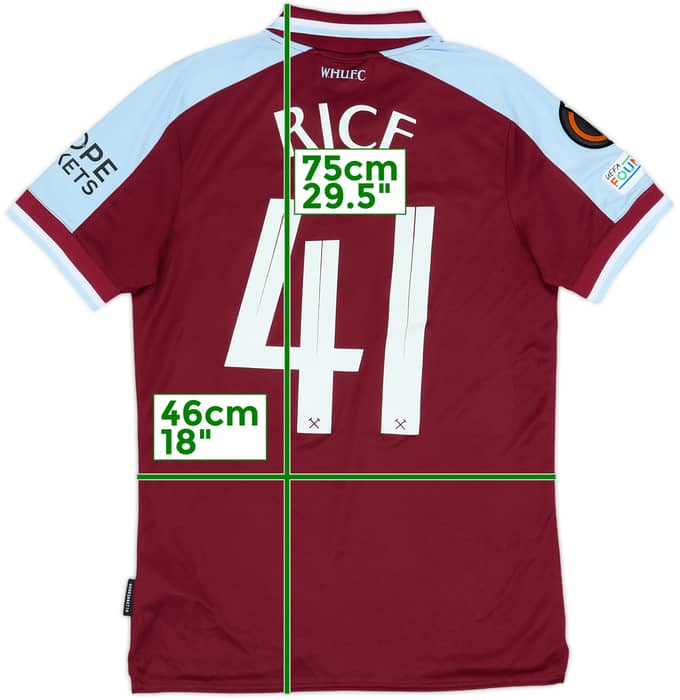 2021-22 West Ham Home Shirt Rice #41 - 9/10 - (S)
