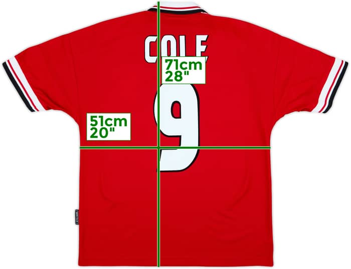 1998-00 Manchester United Home Shirt Cole #9 - 8/10 - (M)