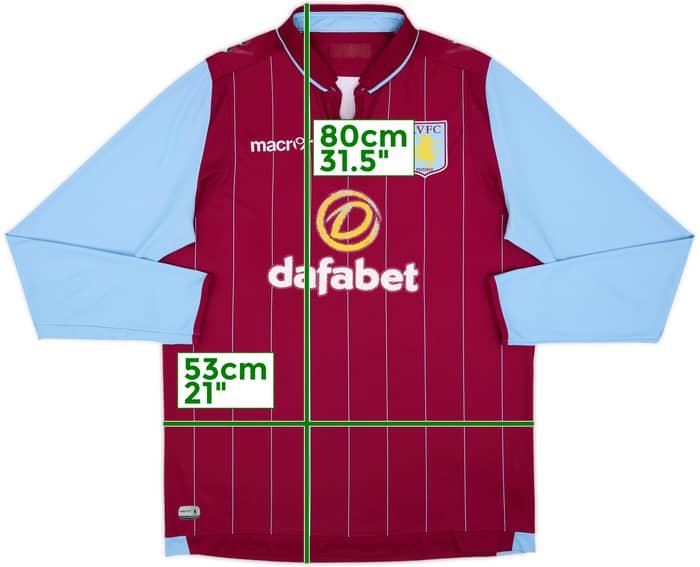 2014-15 Aston Villa Home L/S Shirt - 5/10 - (L)