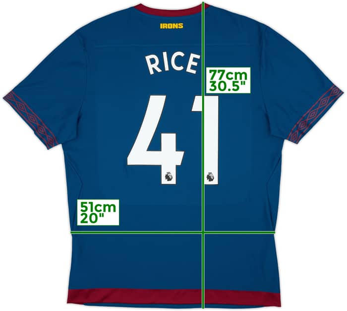 2018-19 West Ham Away Shirt Rice #41 - 9/10 - (XL)