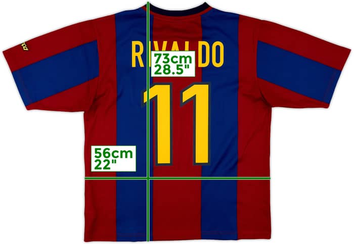 1998-00 Barcelona Basic Home Shirt Rivaldo #11 - 8/10 - (M)