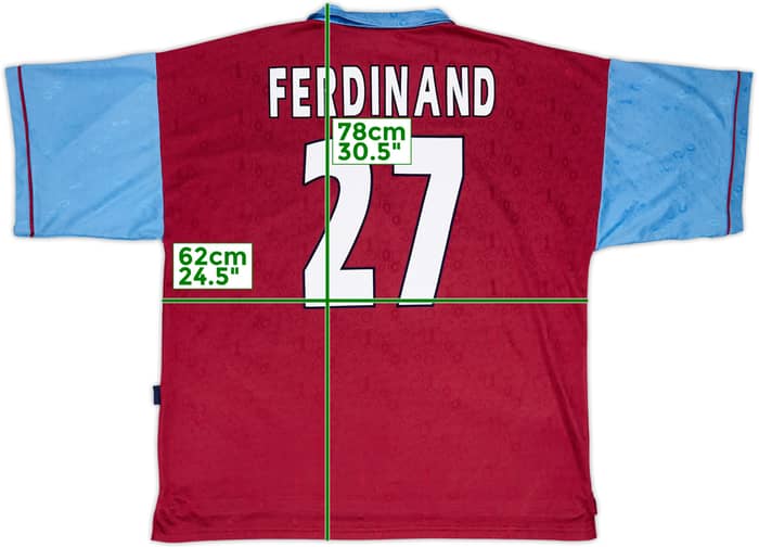 1995-97 West Ham Centenary Home Shirt Ferdinand #27 - 9/10 - (XXL)