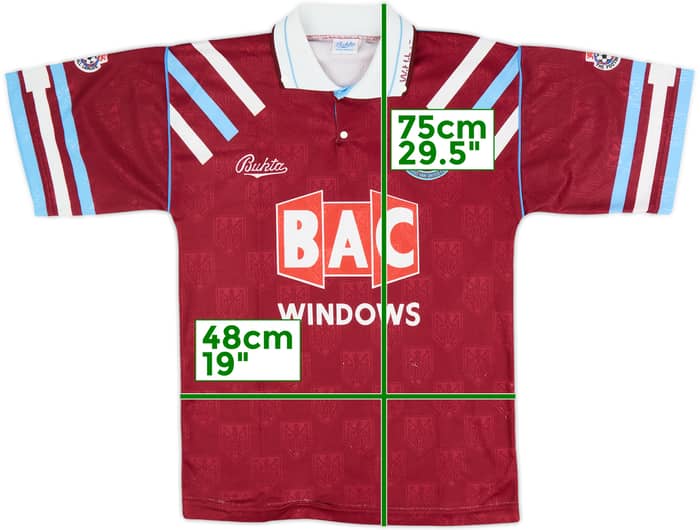 1991-92 West Ham Home Shirt - 8/10 - (S)