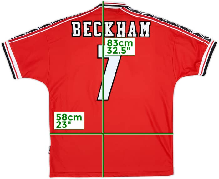 1998-00 Manchester United Home Shirt Beckham #7 - 8/10 - (L)