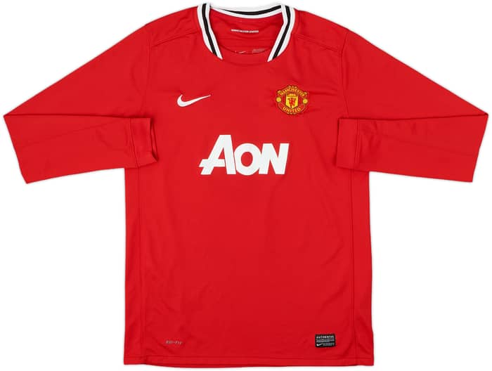2011-12 Manchester United Home L/S Shirt Rooney #10 - 7/10 - (XL.Boys)
