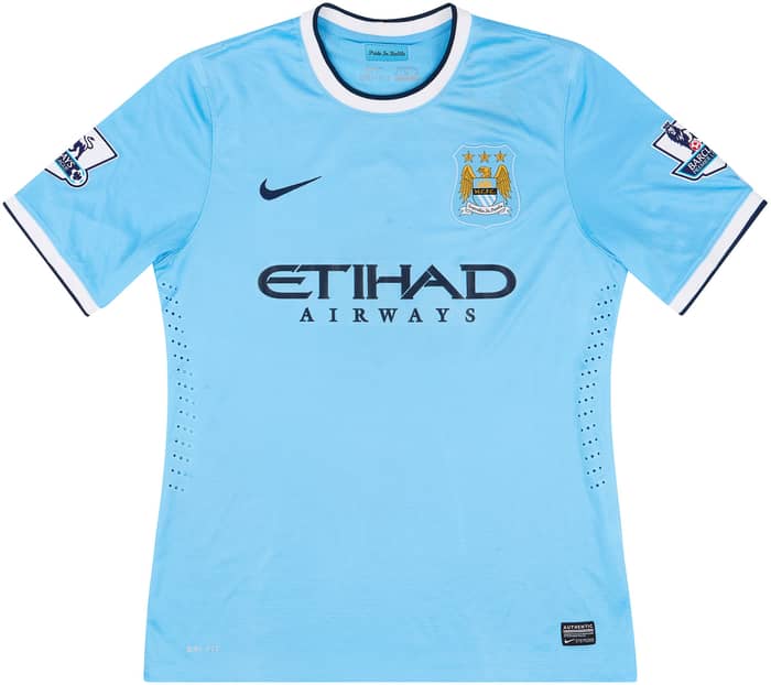 2013-14 Manchester City Match Issue Home Shirt Kompany #4