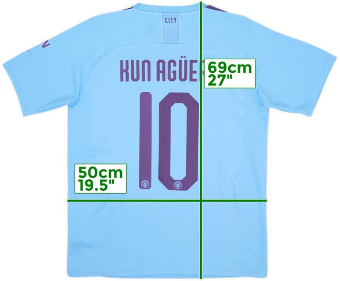 2019-20 Manchester City Home Shirt Kun Aguero #10 - 8/10 - (M)