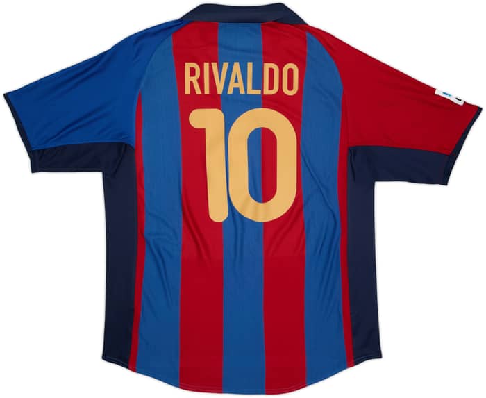 2001-02 Barcelona Home Shirt Rivaldo #10 - 8/10 - (L)