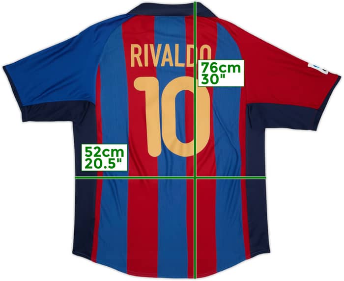 2001-02 Barcelona Home Shirt Rivaldo #10 - 8/10 - (L)