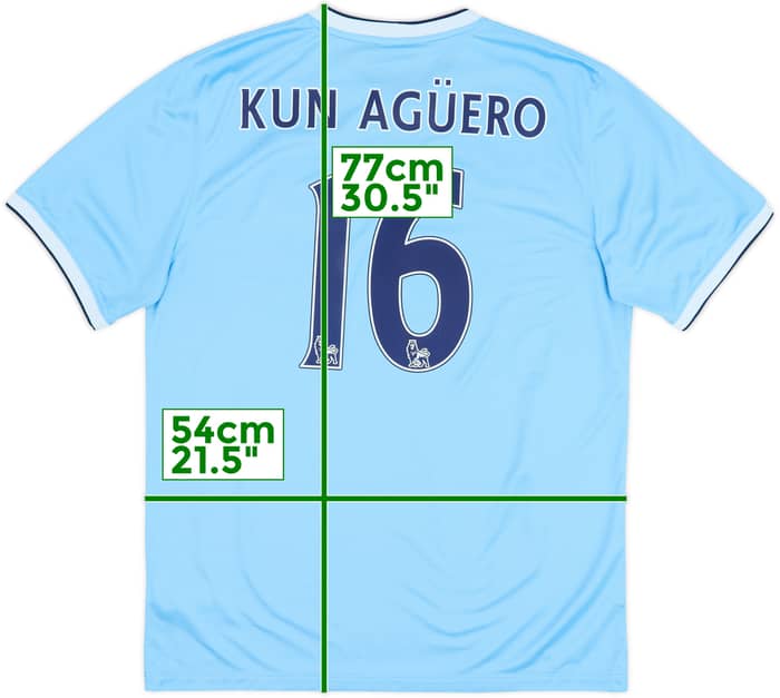 2013-14 Manchester City Home Shirt Kun Aguero #16 - 8/10 - (L)