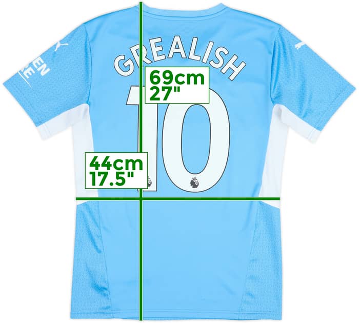 2021-22 Manchester City Home Shirt Grealish #10 - 9/10 - (S)