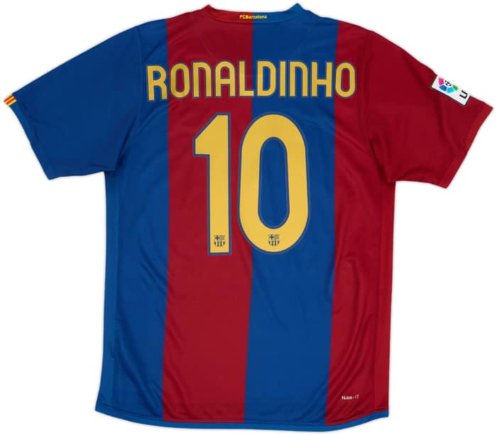 2007-08 Barcelona Home Shirt Ronaldinho #10 - 9/10 - (M)