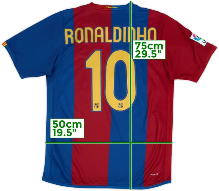 2007-08 Barcelona Home Shirt Ronaldinho #10 - 9/10 - (M)