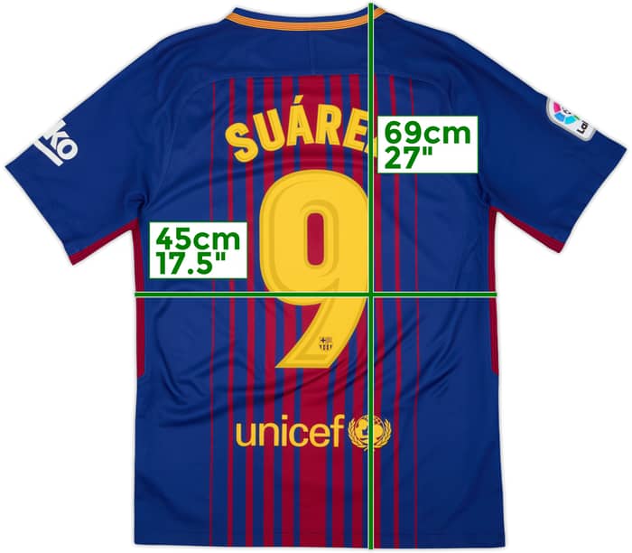 2017-18 Barcelona Home Shirt Suarez #9 - 9/10 - (S)