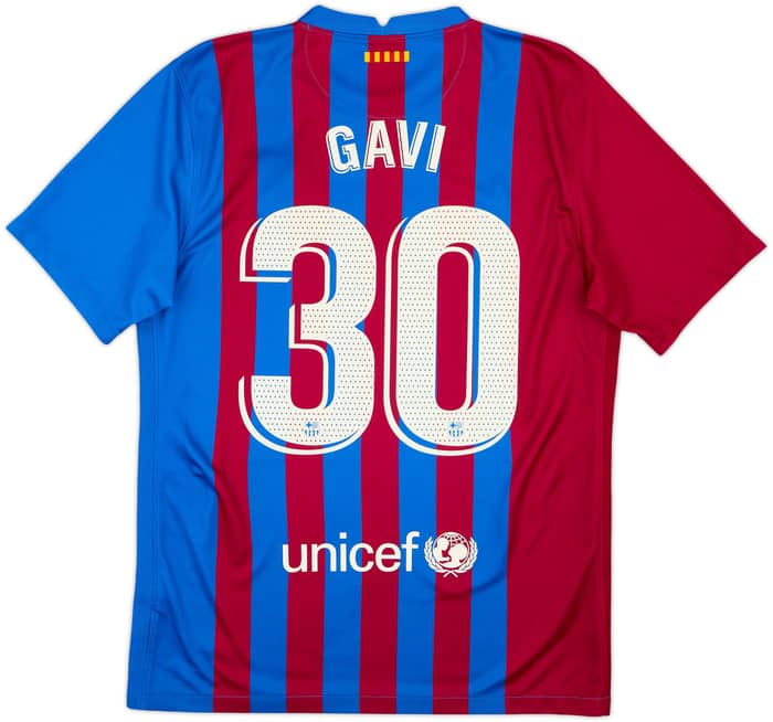 2021-22 Barcelona Home Shirt Gavi #30 - 8/10 - (M)