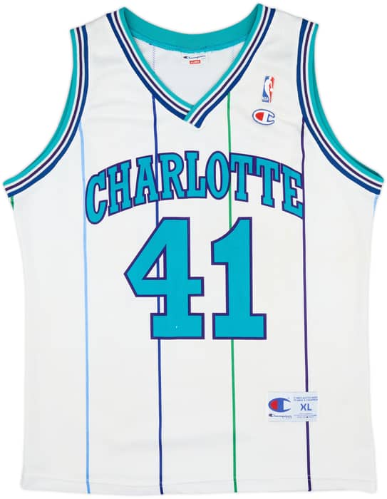 1995-97 Charlotte Hornets Rice #41 Champion Home Jersey - 7/10 - (XL)