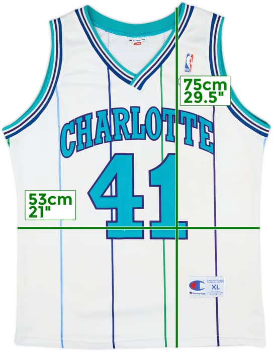 1995-97 Charlotte Hornets Rice #41 Champion Home Jersey - 7/10 - (XL)
