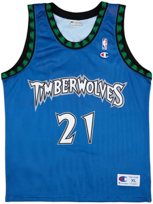 1996-07 Minnesota Timberwolves Garnett #21 Champion Away Jersey - 9/10 - (XL)
