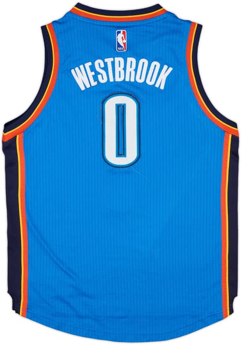 2014-17 Oklahome City Thunder Westbrook #0 adidas Swingman Away Jersey - 3/10 - (L.Boys)