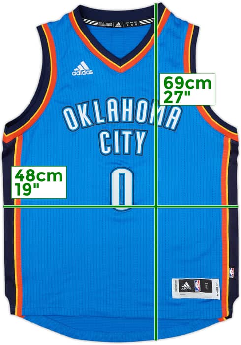 2014-17 Oklahome City Thunder Westbrook #0 adidas Swingman Away Jersey - 3/10 - (L.Boys)