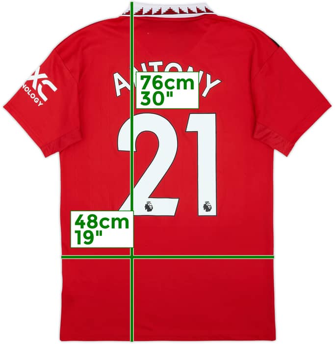 2022-23 Manchester United Home Shirt Antony #21 - 8/10 - (M)